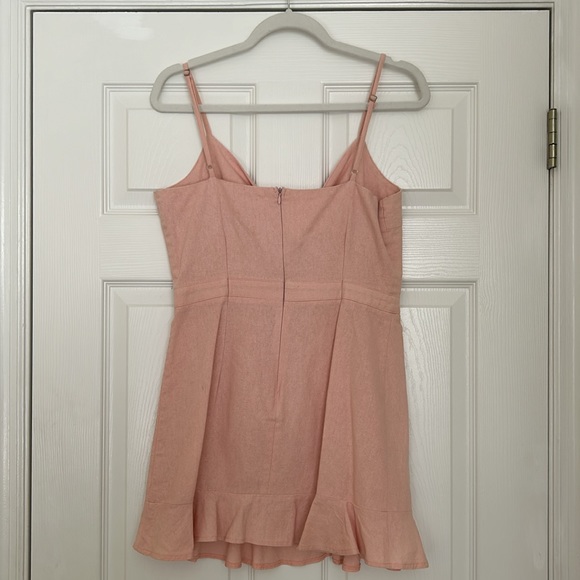 Blush pink linen mini dress - Picture 2 of 2
